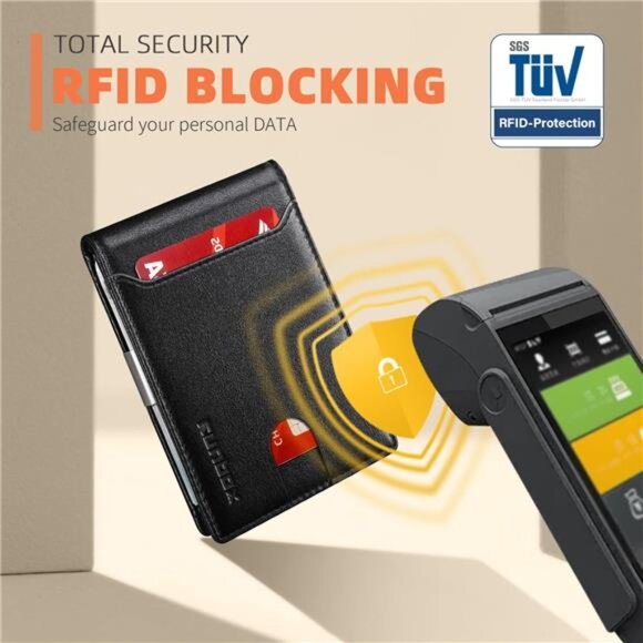 Slim Wallets for Men - Leather Money Clip Mens Wallet - RFID Blocking - Picture 4 of 8